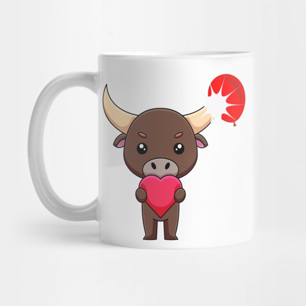 Cute bull Loves you by Mixserdesign